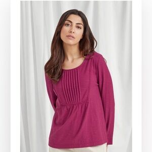 Elegant Purple Long Sleeve Pleated Blouse